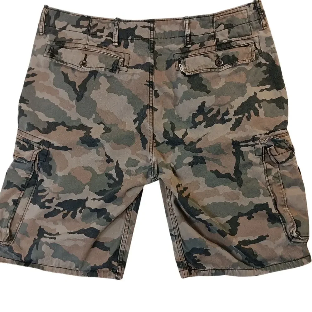 Levis Cargo Shorts‎ Mens 36 Woodland Camo Outdoors Hiking Gorp Core Beach